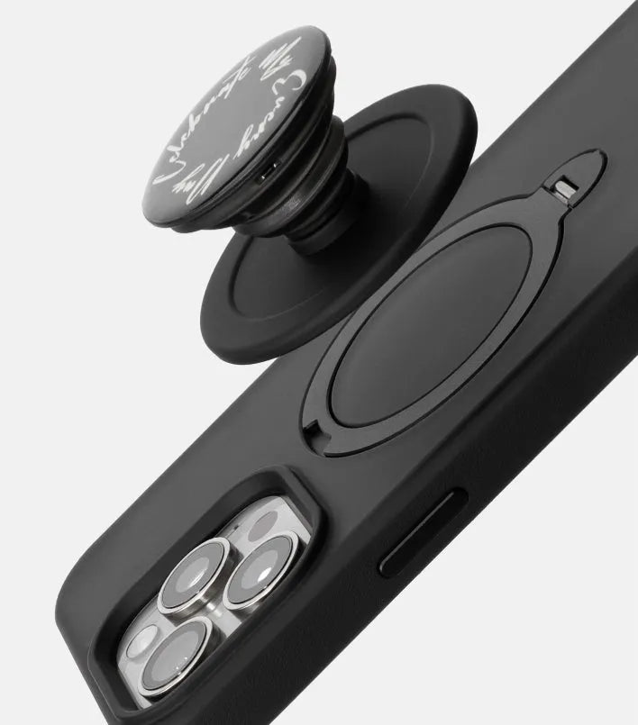 Rotating bracket magnetic TPU phone case for iPhone 13-15 Pro Max in Classic Black with 360° bracket