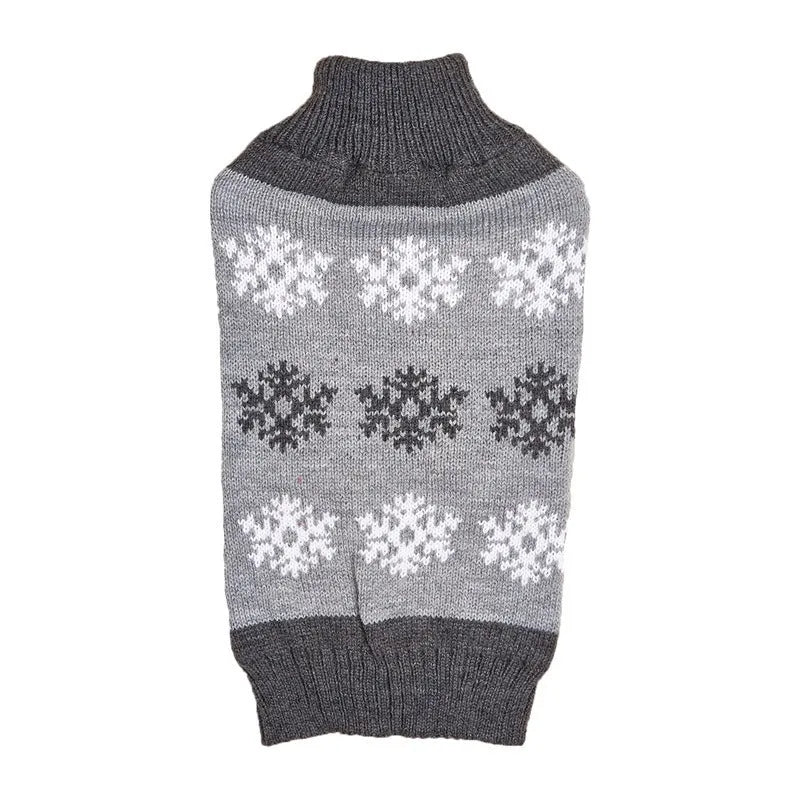 Brown and grey snowflake pattern dog Christmas sweater for holiday pet wear