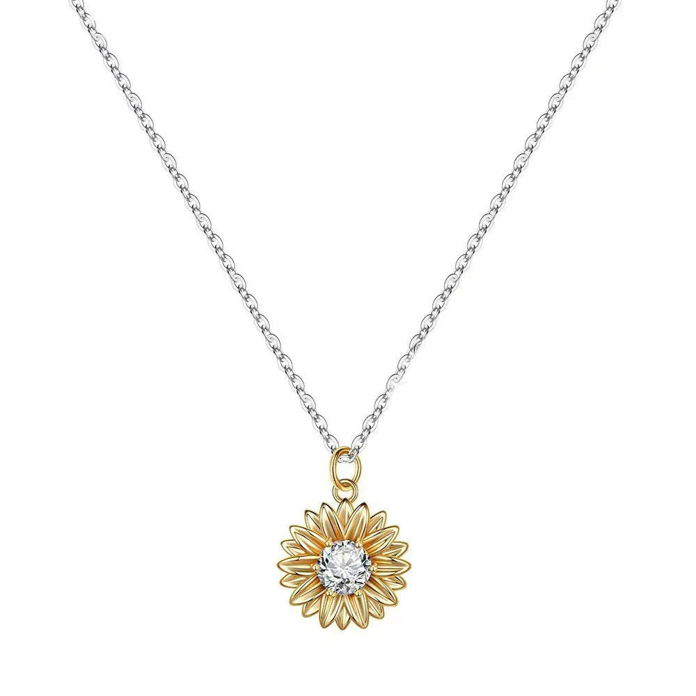 925 silver sunflower pendant necklace on a cross chain, adjustable from 21cm to 50cm.
