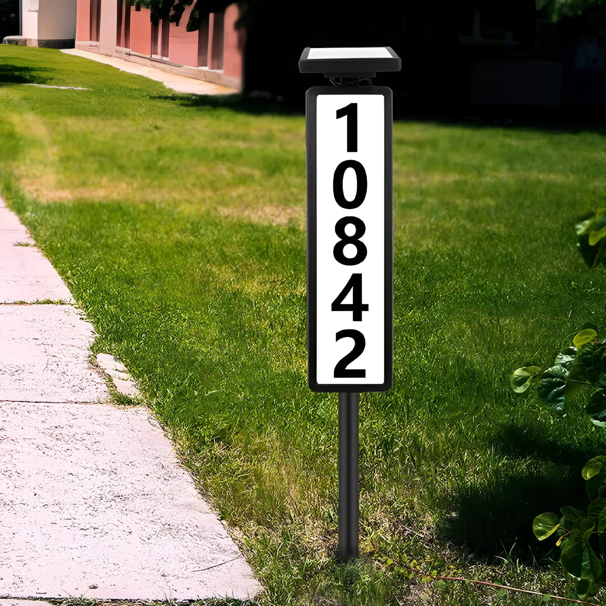 Solar powered doorplate light and lawn lamp, LED, plastic, 120x120x900mm, outdoor use