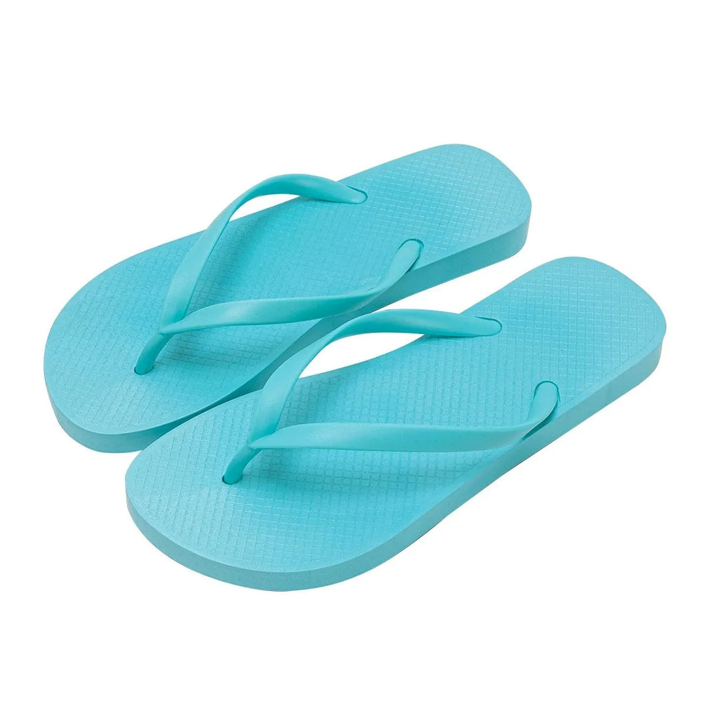 Foldable beach slippers with non-slip PVC soles in orange, purple, black, and white colour options