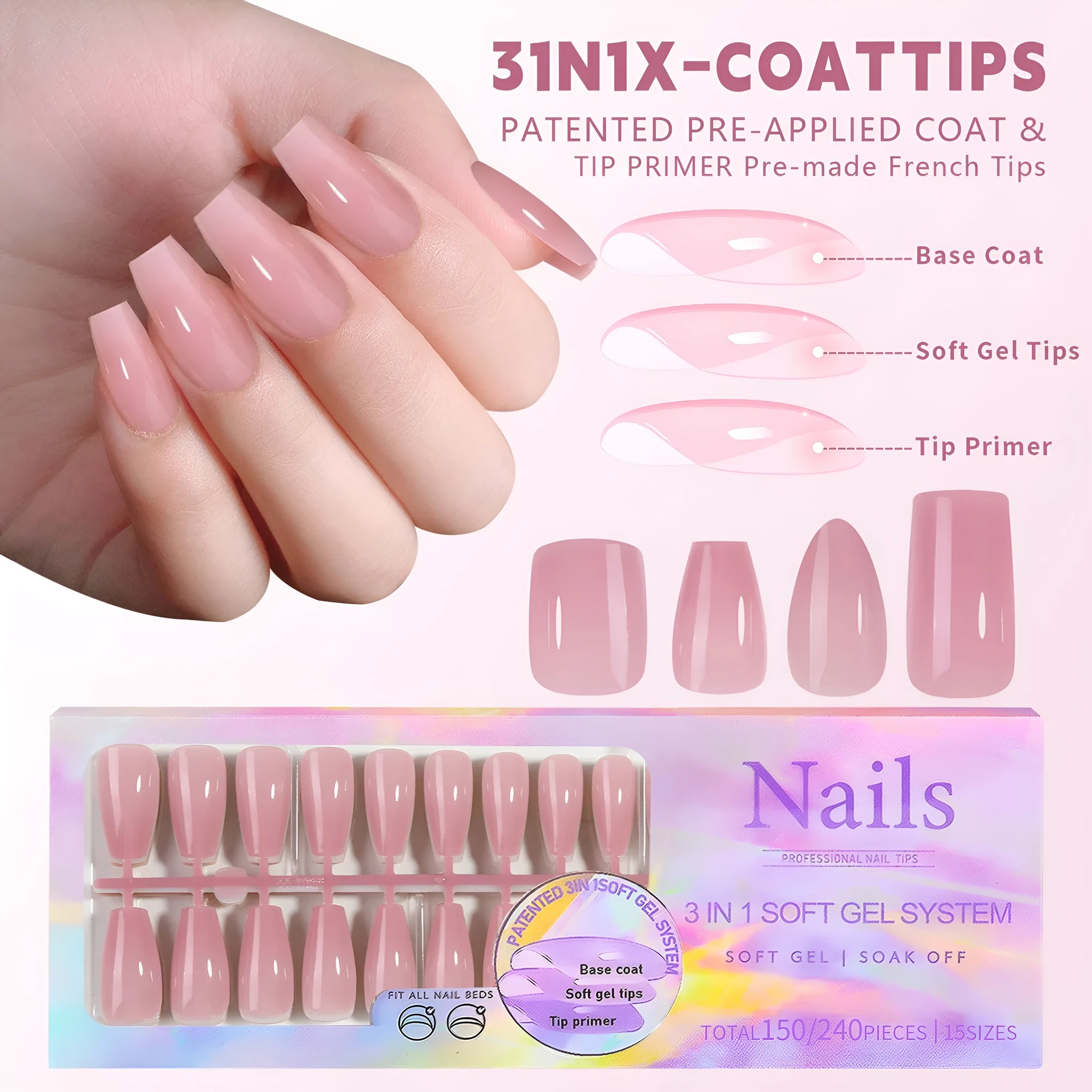 Nude seamless removable nail stickers in ultra-thin design for sweet and hot girl styles