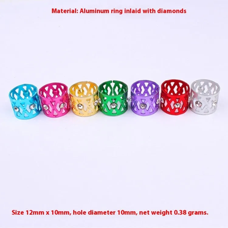Aluminium wig decoration hair ring with jeweled surface in multiple colour options