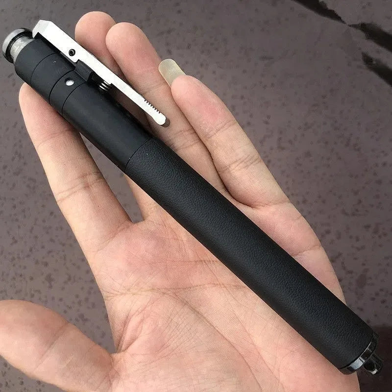 Automatic spring expandable baton in titanium black with three size options for self-defense