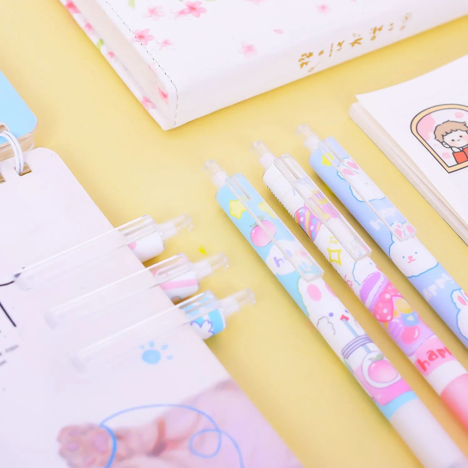Cartoon bunny student stationery pen with 0.5mm black tip and plastic shell