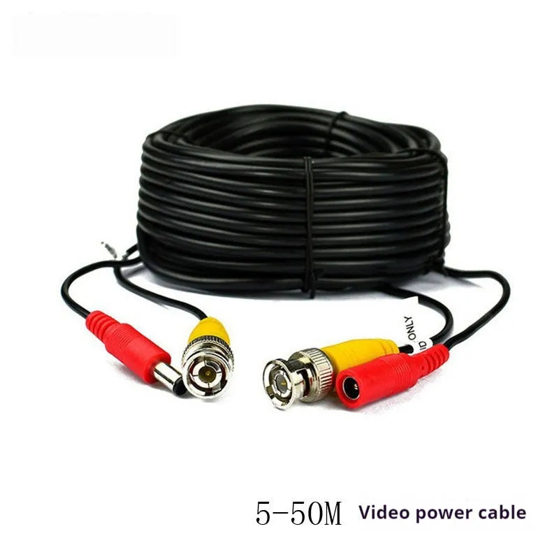 BNC DC Power Video Integrated Cable 5M Black with male and female connectors for security camera DVR wiring