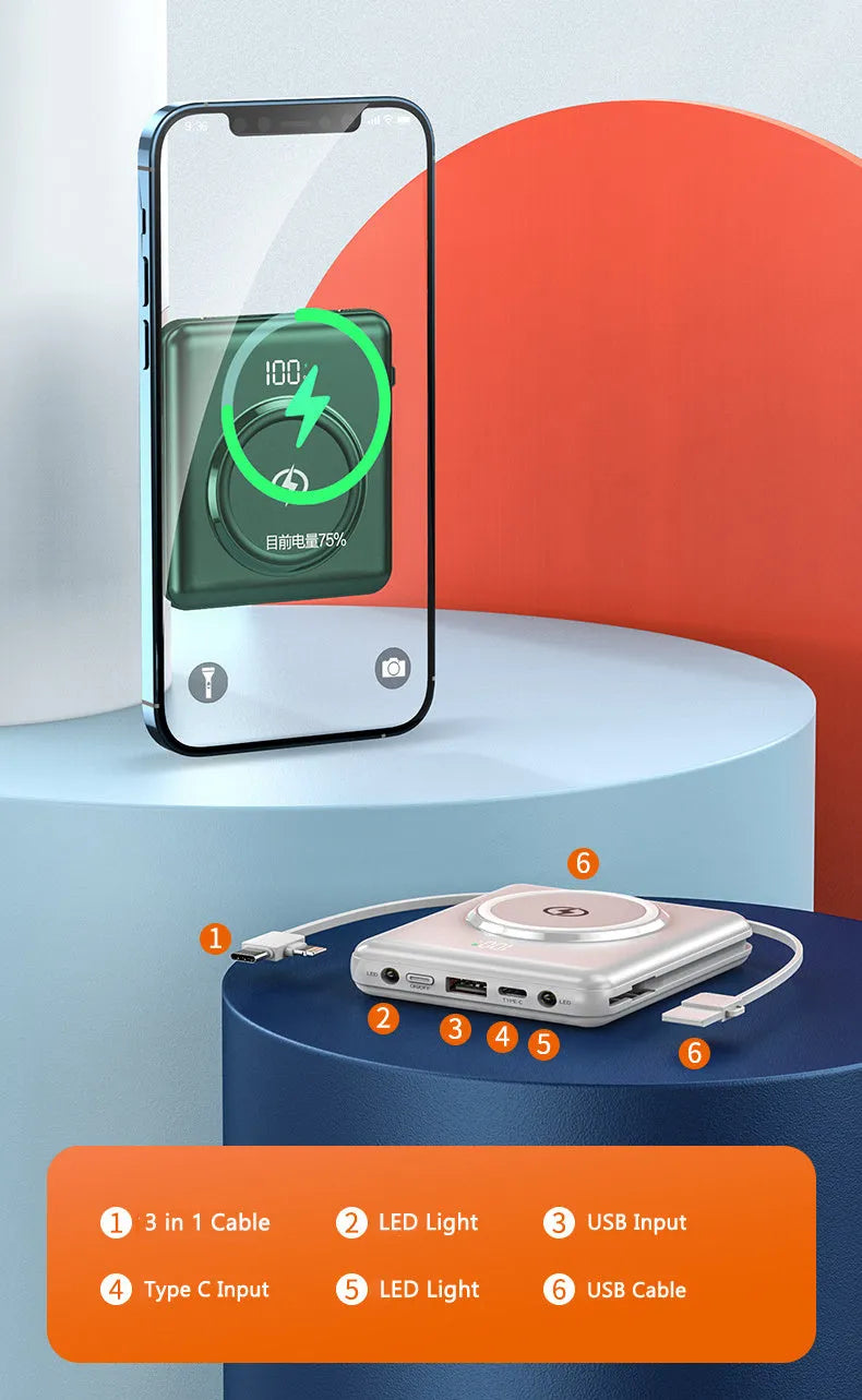 20000mAh PD fast charging power bank with LCD display in black, green, or red colour options