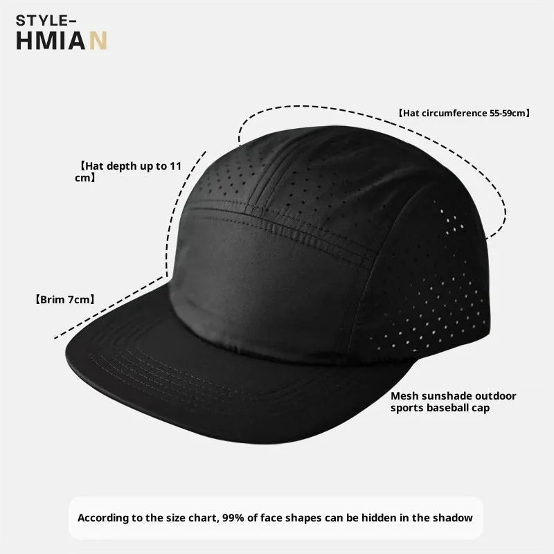 Beige style 1 polyester dome cap with hollow-out sun protection design for outdoor sports