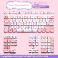 Sweet Cotton Candy custom pastel mechanical keyboard keycap set showing full 112-key layout