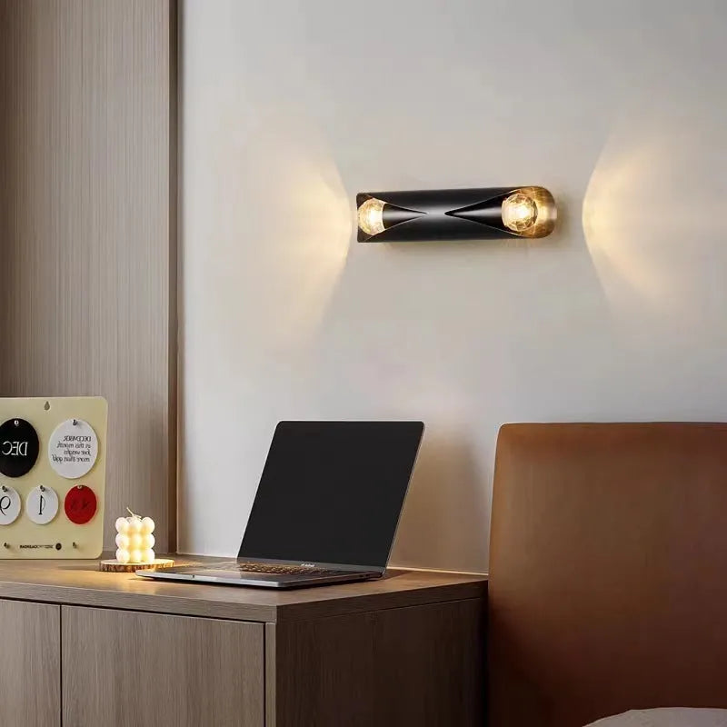 Copper wall lamp 23 × 5.5cm with warm light, 220V, modern simplicity style, for indoor wall use