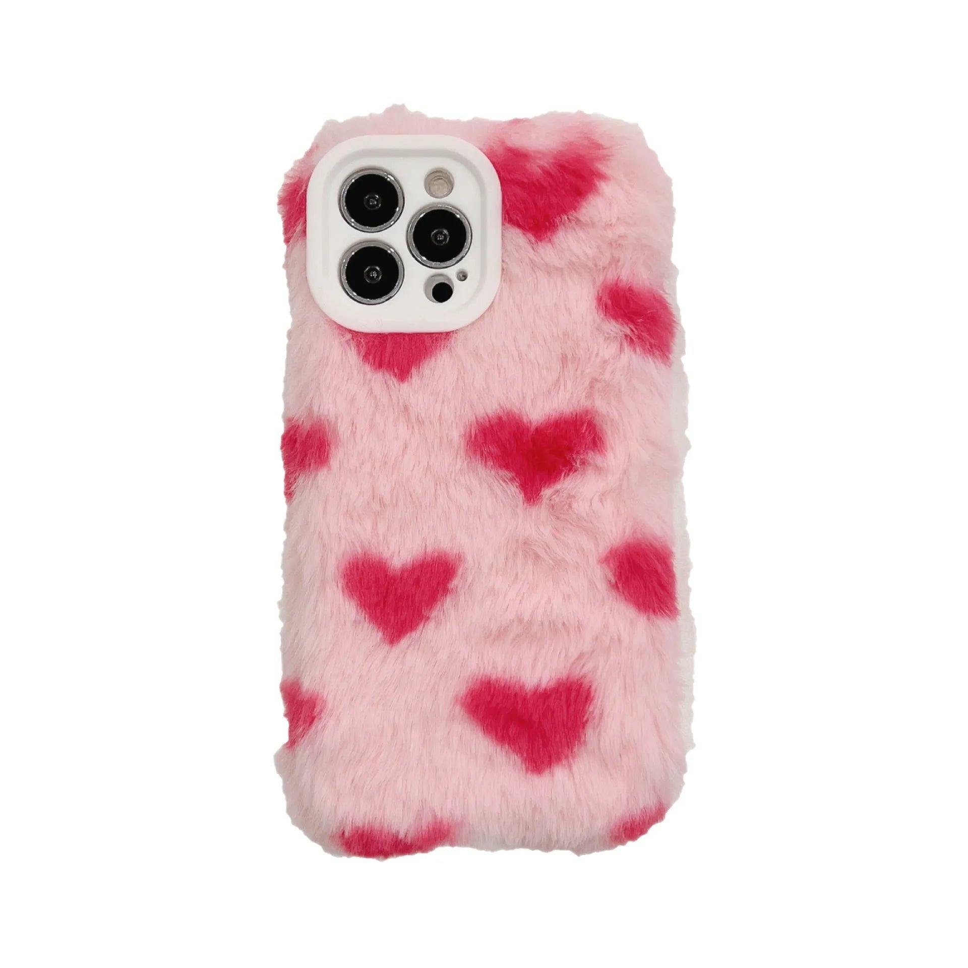 Pink Love Plush cartoon silicone phone case for Apple iPhone
