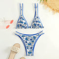 Women's floral printed bikini swimsuit with split design and briefs style