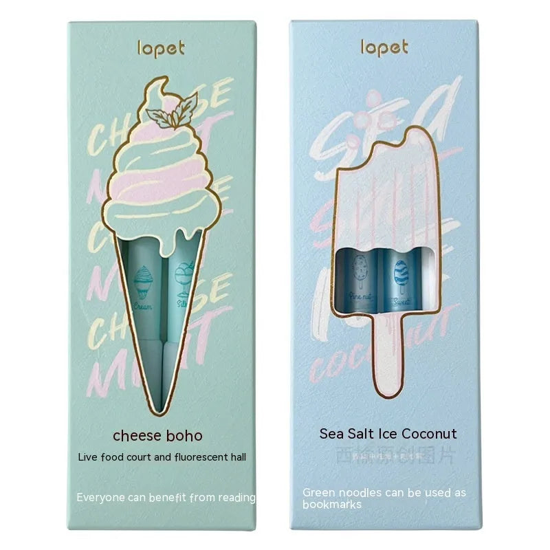 Four Ice Cream Sponge Press neutral pens with 0.5mm tips in Cheese Mint and Sea Salt Ice Cup colours