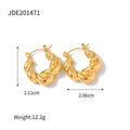 18K gold titanium steel clip-on earrings, geometric ellipse shape, light luxury design, stainless steel with electroplated finish