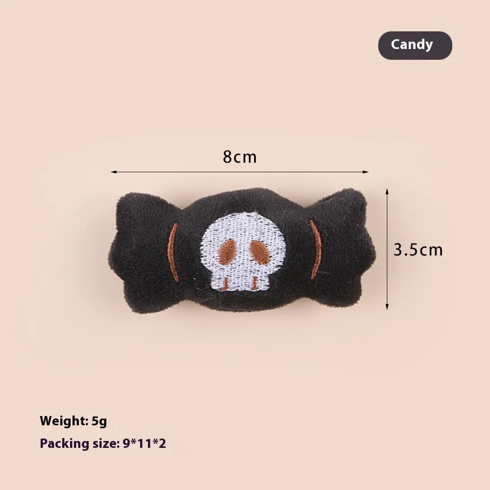 Plush cat teaser wand with colourful candy design on small wand for indoor pet play