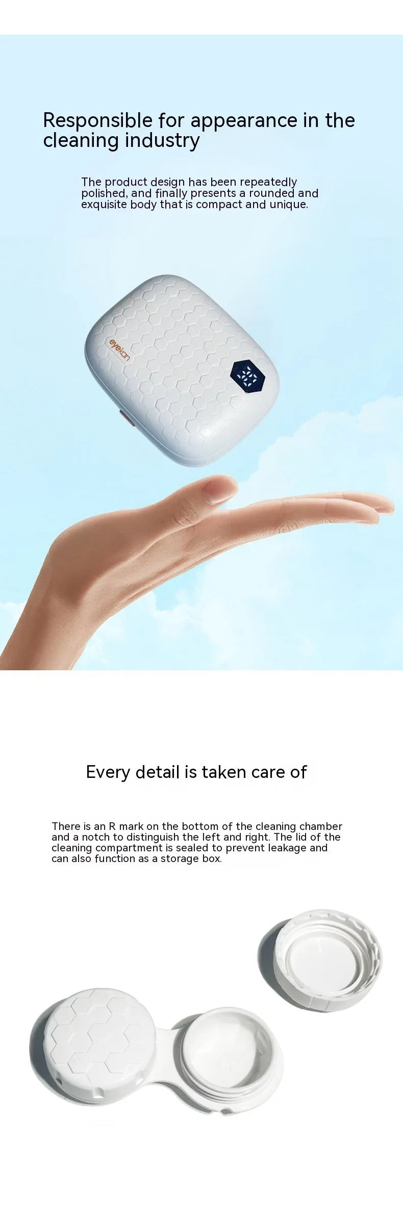 Pearl White automatic ultrasonic flushing instrument for cleaning invisible glasses.