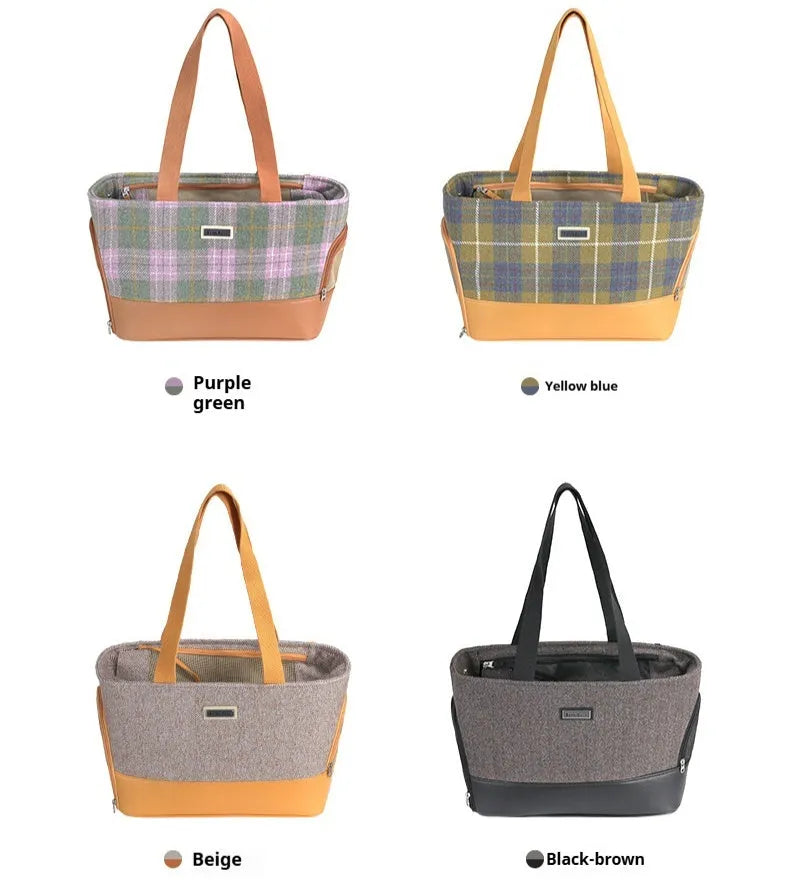 Portable pet carrier backpack with a clear bubble window, shown in a beige and brown colour option.