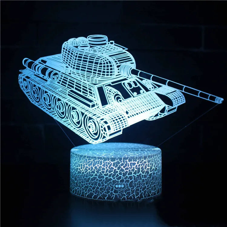 3D LED table lamp night light with train fire truck excavator cartoon design, touch and remote control, projection function