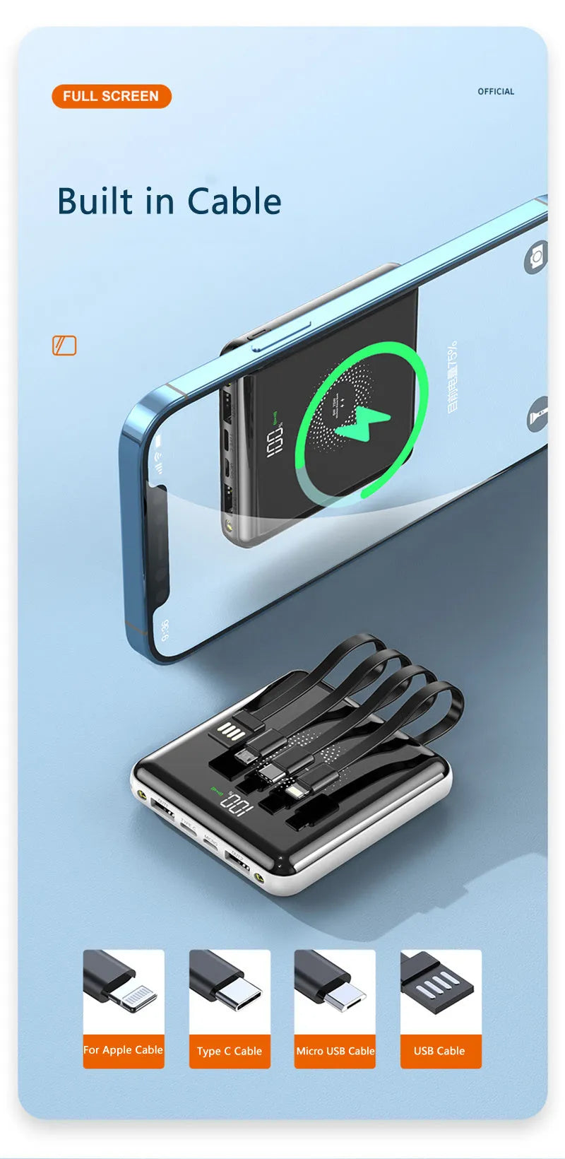 20000mAh PD fast charging power bank with LCD display in black, green, or red colour options