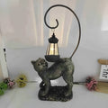 Resin cat solar garden lamp in bronze colour for courtyard and garden decoration