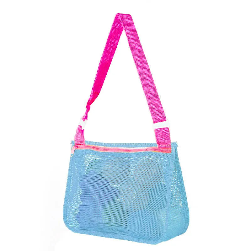 Blue nylon mesh children's travel storage bag with sealing function, 20x25x8 cm dimensions