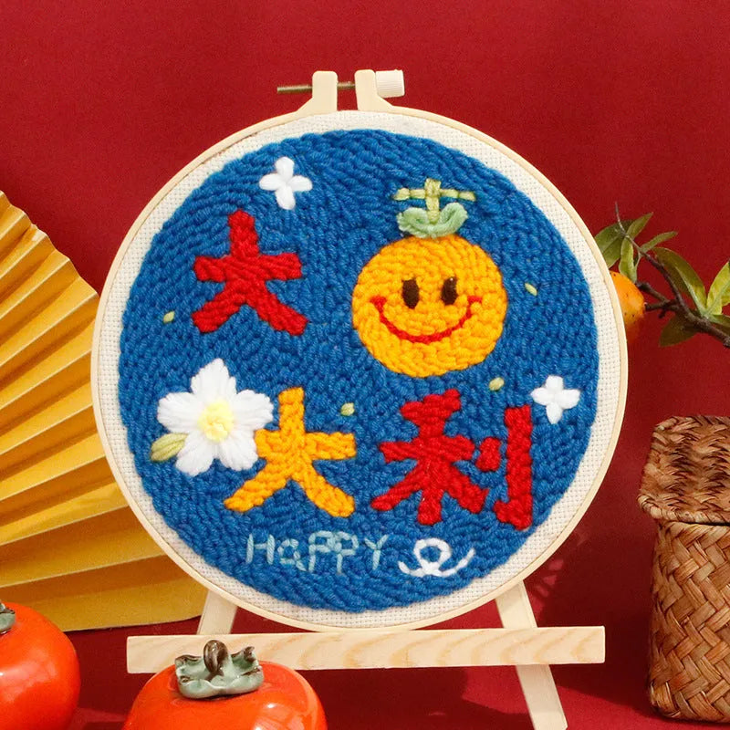 DIY poke embroidery cross stitch material kit 20cm, five colour options for home decoration