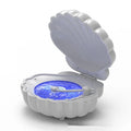 Retro-style vinyl record player shaped shell lamp with LED lights, shown in blue colour.