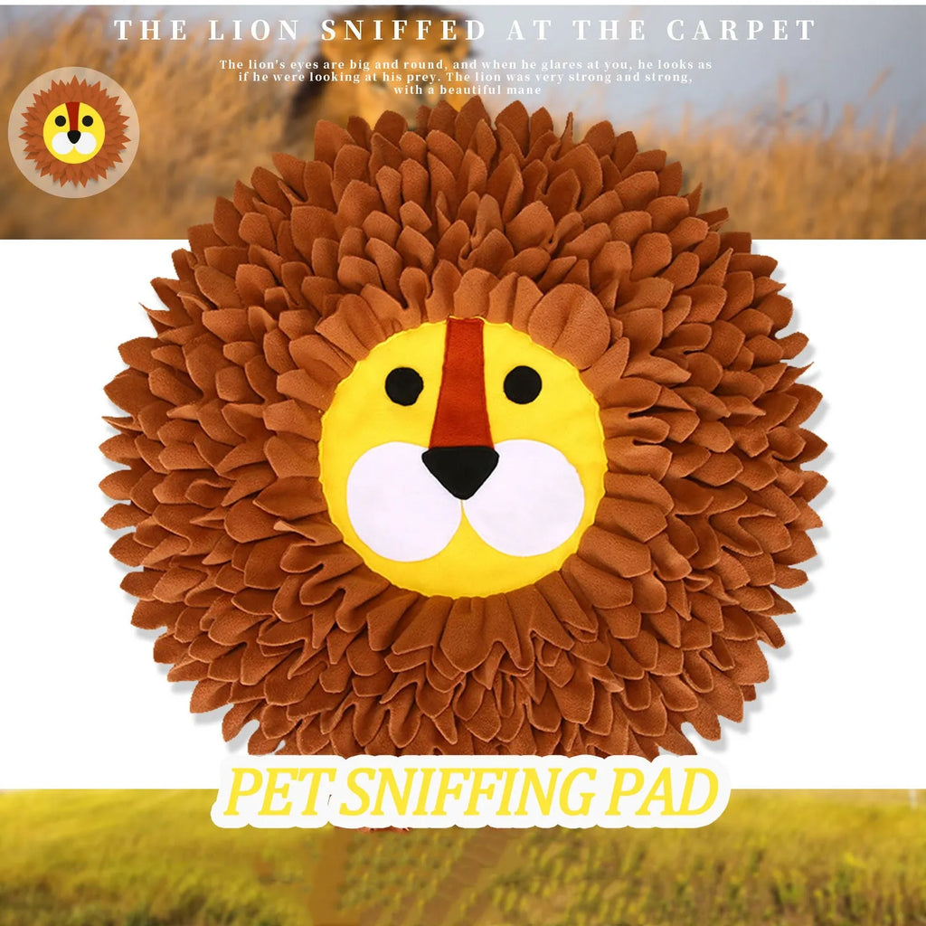 Brown Lion Sniffing Pad pet enrichment mat measuring 33cm long with a textured surface for hiding treats.