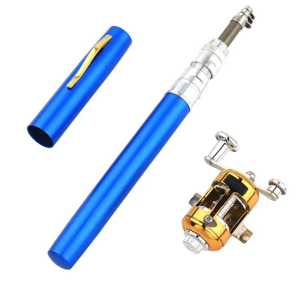 Portable telescopic fishing rod kit collapsed to 20.5cm with aluminium case and ST5RL plastic reel