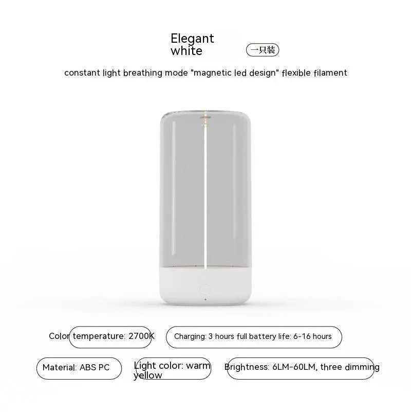Type-C rechargeable LED camping light with flexible filament and transparent cover