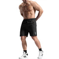 Men's grey elastic waist sports shorts made from bamboo fibre blend fabric on a neutral background.