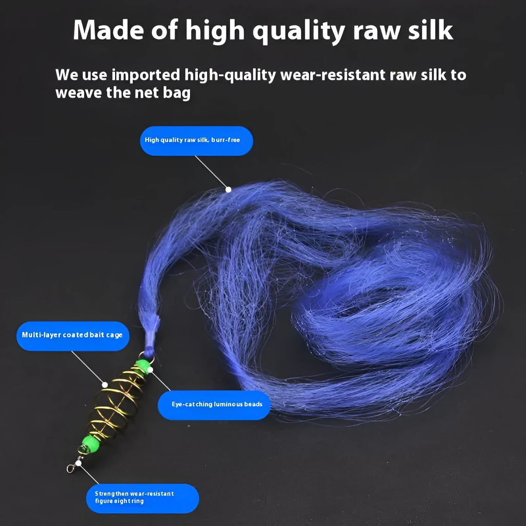 Hand sprinkle explosive hook spring bait fishing net showing nylon mesh with metal reinforcement