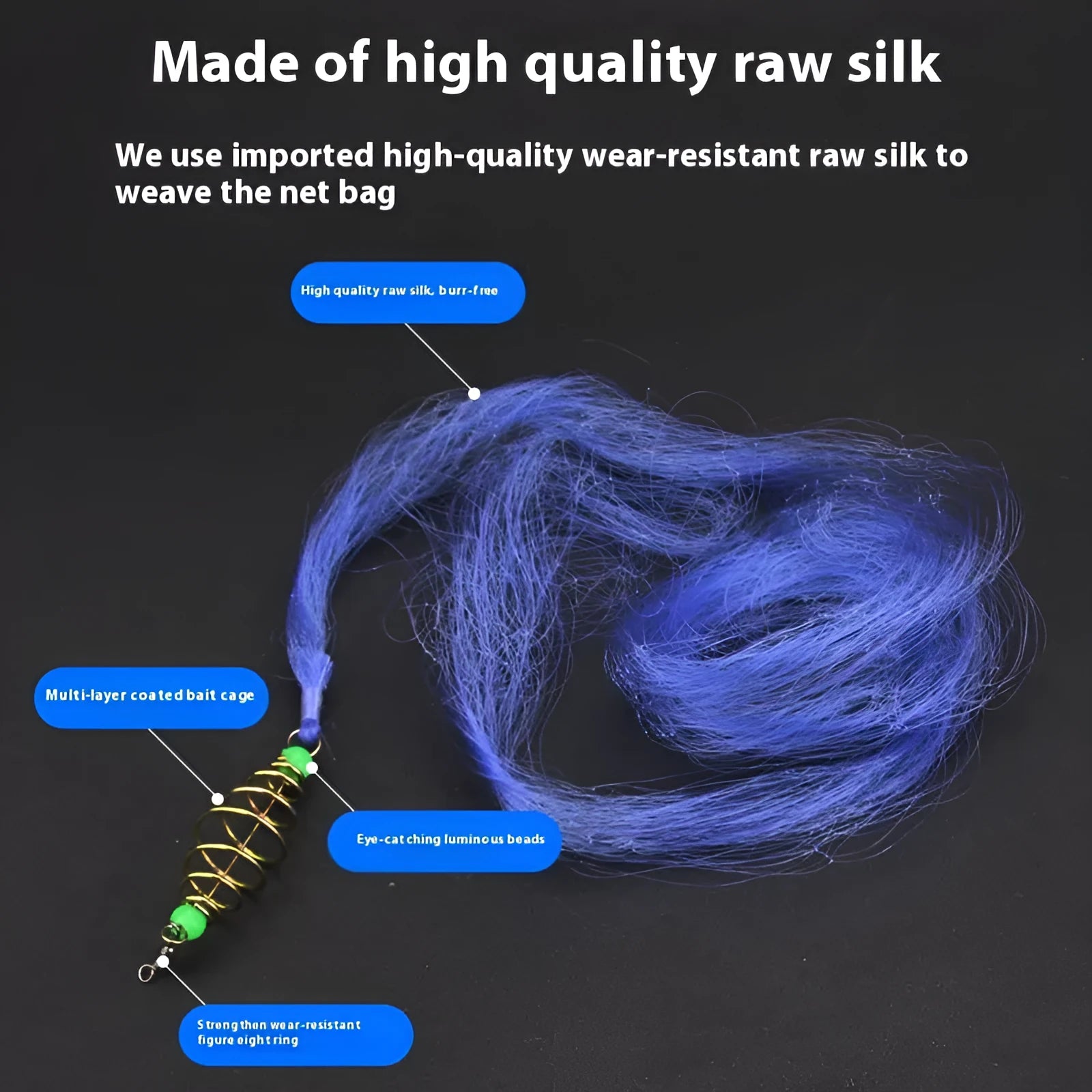 Hand sprinkle explosive hook spring bait fishing net showing nylon mesh with metal reinforcement