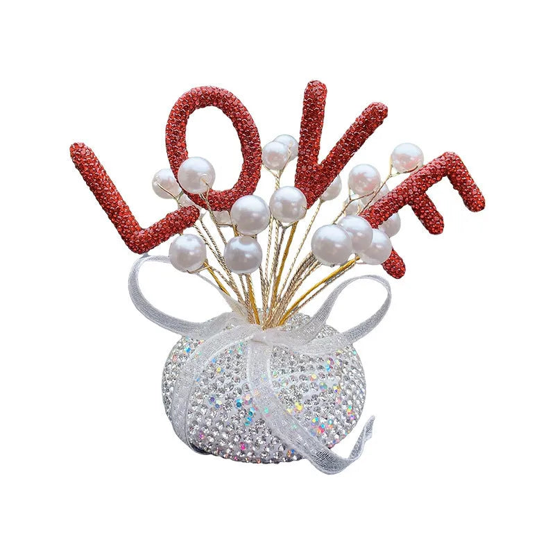 Clay diamond star decoration ornament for car centre console in a red love pearl starry sky design.