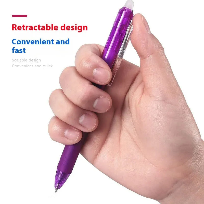 Thermal erasable gel pen with plastic shell and stainless steel nib in 0.5mm or 0.7mm, 14.5cm long