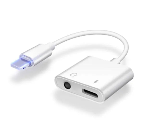 White Lightning to 3.5mm headphone adapter cable for iPhone measuring 8cm