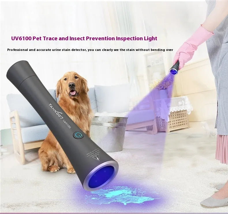Aluminium UV flashlight for detecting pet urine stains and insect residues with USB-C charging port