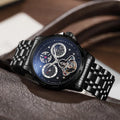 Men's automatic waterproof watch with luminous hands and 13mm steel case on wrist