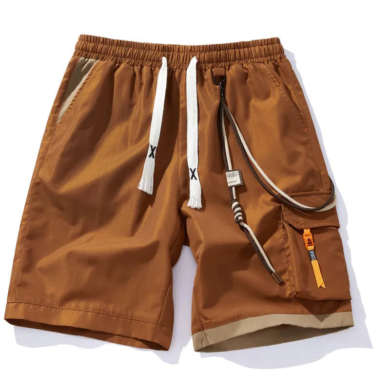 Men's plus size bamboo fibre shorts in a straight-leg cropped style with a high waistband.