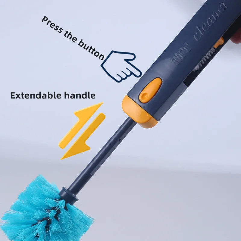 Blue and grey multifunctional bottle gap cleaner brush set with four cleaning heads