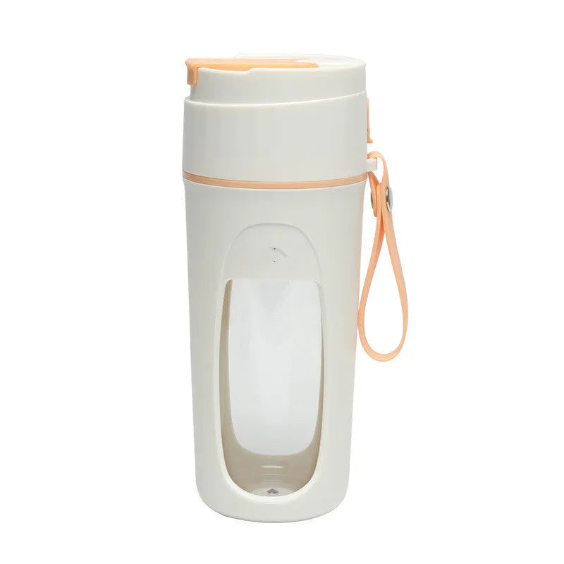 Portable USB rechargeable blender and juicer cup with borosilicate glass liner in fresh orange colour