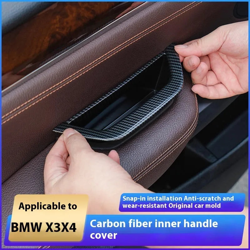 ABS main driving door handle protective cover for 3 Series in black, carbon fibre or beige