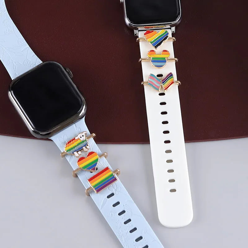 Apple Watch cartoon rainbow love metal wall clock band simple style table buckle close up