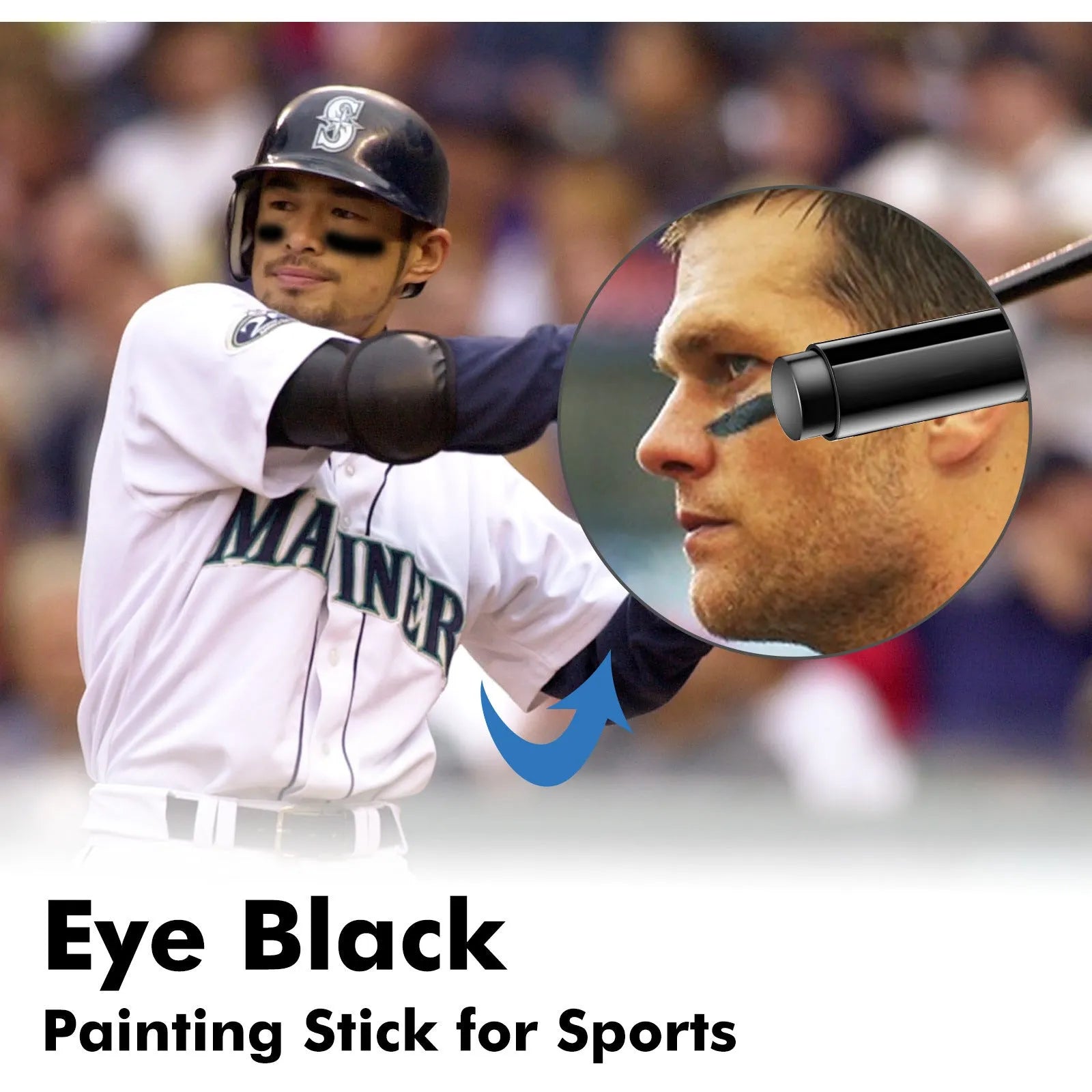 15g sports eye black paint stick in compact packaging for athletic use.