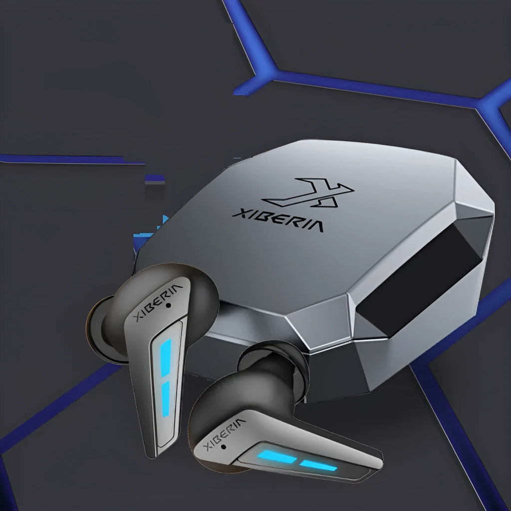 W2 True Wireless Gaming Bluetooth Headset in Grey with USB Type-C charging port