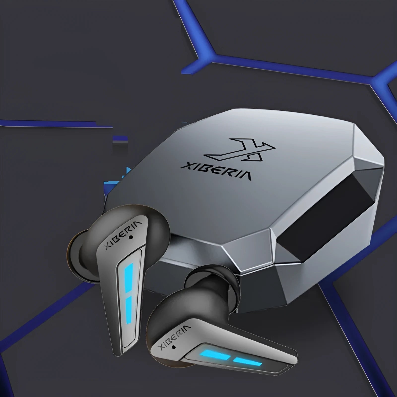 W2 True Wireless Gaming Bluetooth Headset in Grey with USB Type-C charging port