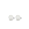 Light luxury French pearl earrings for women in 925 sterling silver with diamond setting, available in 6mm to 14mm sizes