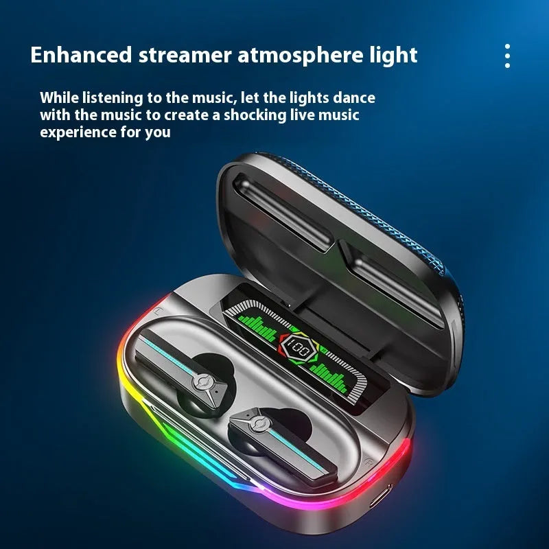 In-ear Bluetooth headset DX13 Black with digital display screen showing battery level, PC ABS build