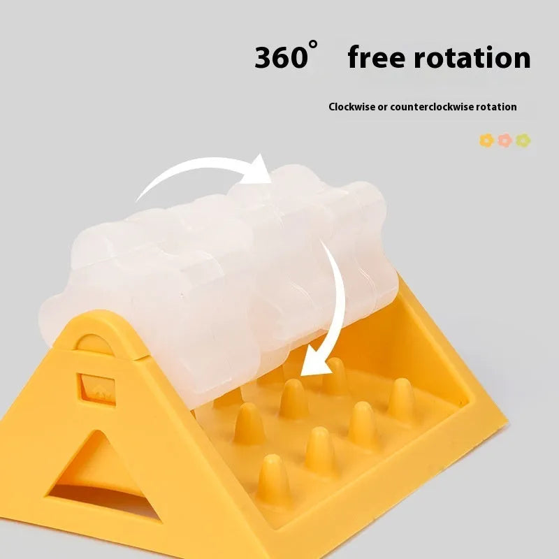 Automatic pet feeder slow food trainer for dogs and cats, interactive puzzle toy in yellow, green, pink