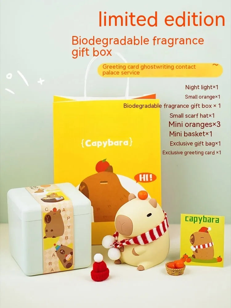 Capybara small night lamp decorative light with USB cable for charging